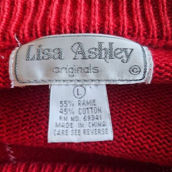 Vintage Lisa Ashley womens Sz L red embellished sweater - Picture 7 of 7